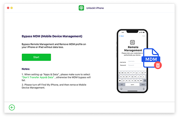 Choose "Bypass MDM" Mode