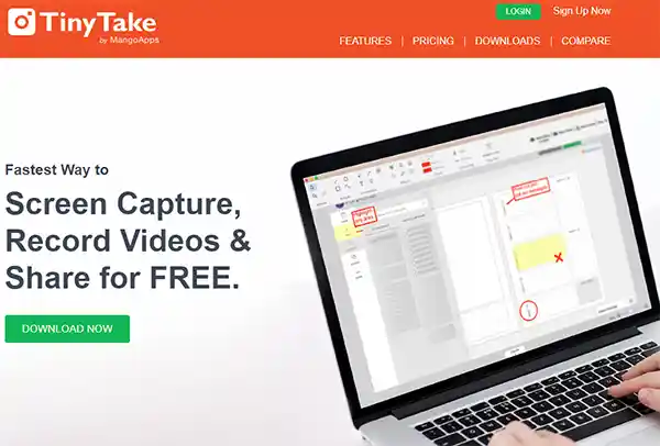 TinyTake Web Page