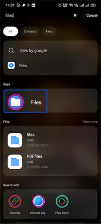 Open the files app