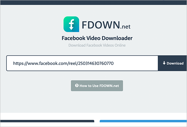 Facebook video link on Fdown net