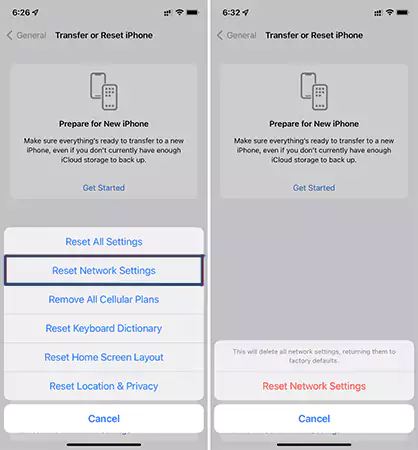 Reset Network Preferences iPhone