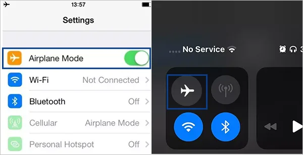 Turn Airplane mode off and on
