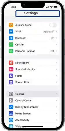 iPhone setting interface