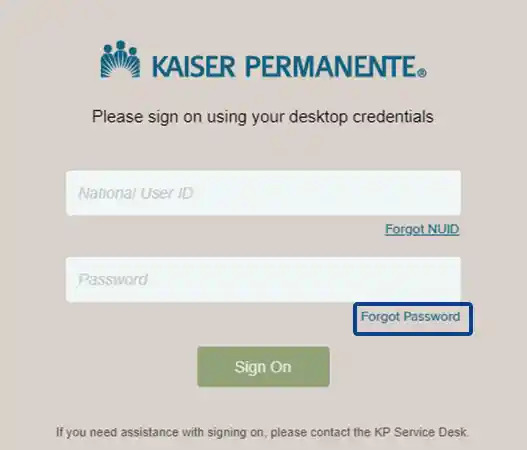 Kaiser Permanente login page2