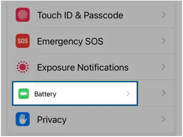 Battery option on iOS