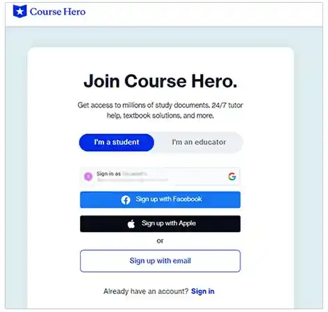  Course Hero Login Page 1