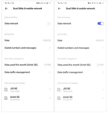  Disconnect and reconnect to mobile network