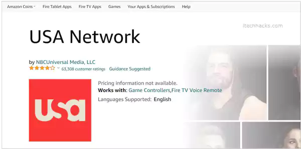Install USA Network App From Fire TV Channel Section