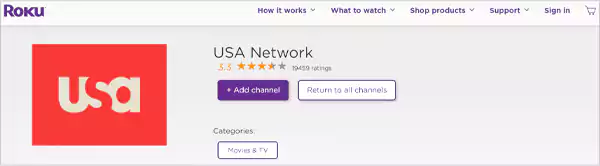 Install the USA Network app from the Roku Channel Store