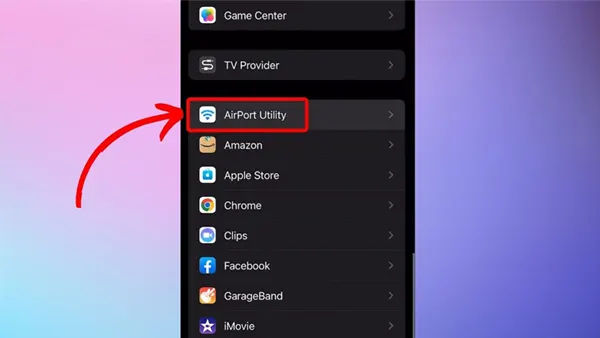 Choose Settings and then Airport Utility 