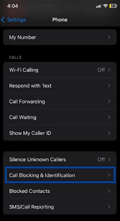 Select Call blocking and identification