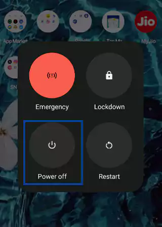 Tap on the Power off option