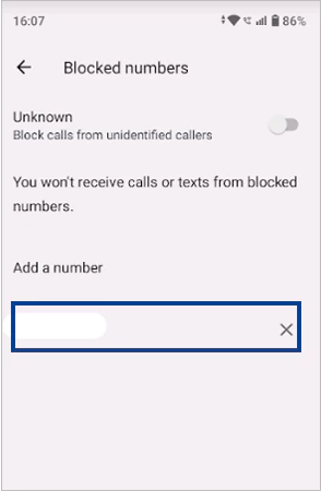 Unblock the number
