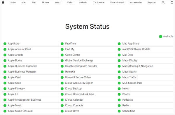 Check for Apples System Status