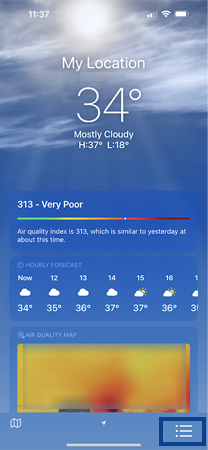 Open Weather app then select the hamburger menu