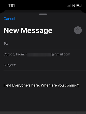 Type the text in the Mail app