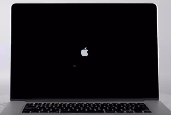 Apple logo on the Mac screen