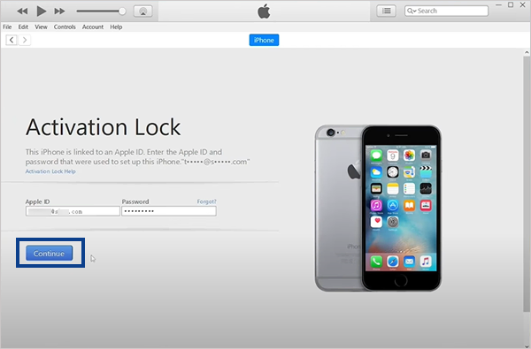 Enter Apple login credentials then select Continue