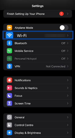 Go to Settings then WiFi