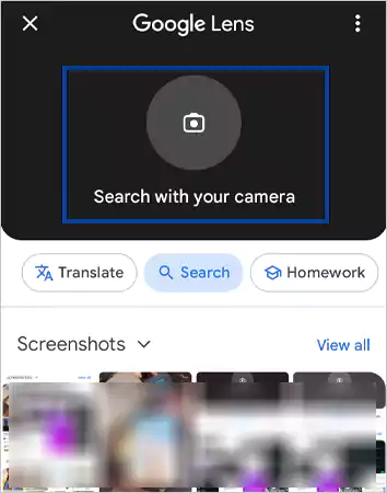 Select Search with your camera option