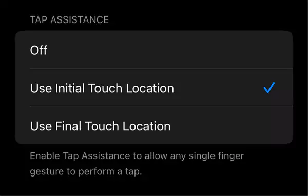 Select either ‘Use Initial Touch Location’ or ‘Use Final Touch Location