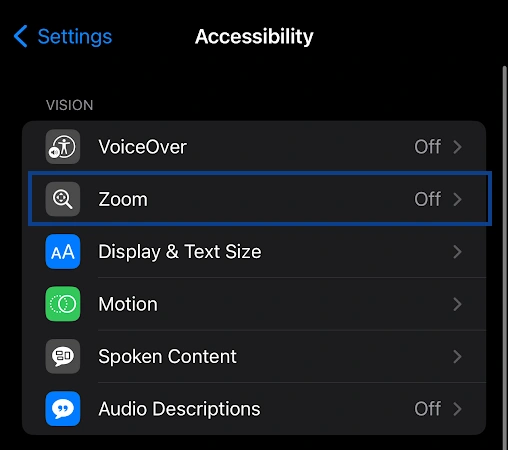 Tap on the Zoom option