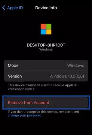 Tap on Remove from Account