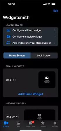 select the size of the widget.