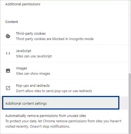 Hit the Additional content settings option