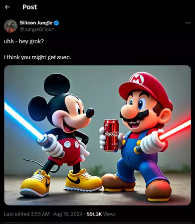 AI generated image of Mickey Mouse and Mario