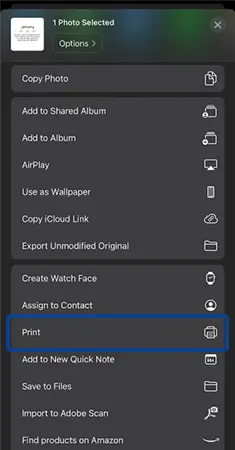 Scroll down  Select Print option