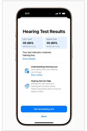 Apple’s Hearing test result