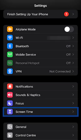 Go to Settings then Screen Time