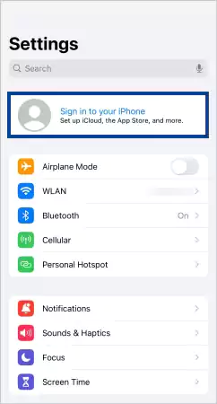 Tap on Sign in to your iPhone