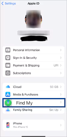 Tap on Find My