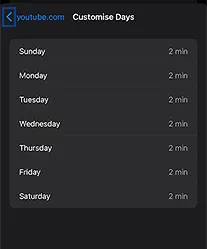 Here, you can click on certain days and switch the actual time. Once done, go back to the previous menu by pressing the Backward Arrow.