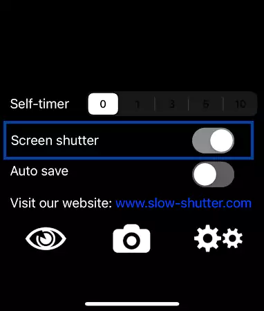 Turn on the toggle for screen shutter