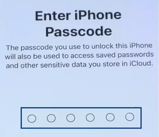 Enter the iPhone passcodess