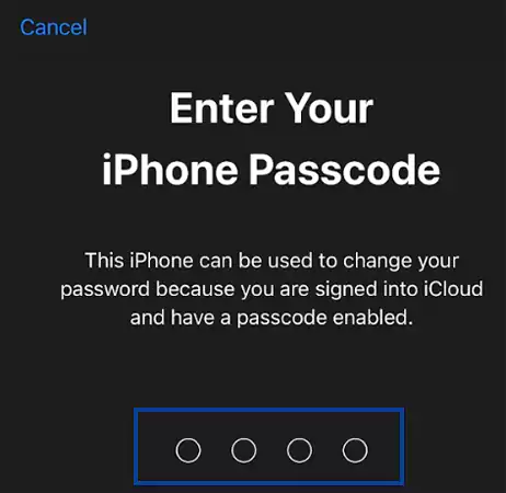 Enter your iPhone Passcode