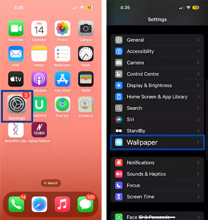 Go to Settings app and click on Wallpaper