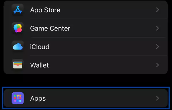 Locate apps option