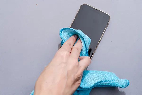 Microfiber cloth on iPhone