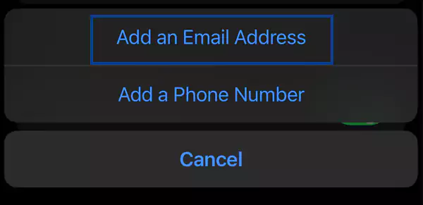 Tap on Add an Email Address