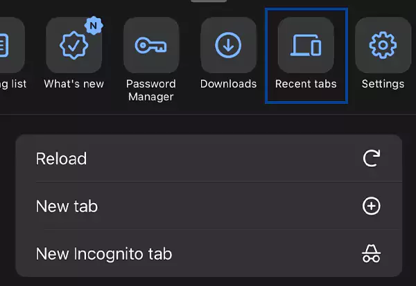 Locate the Recent tabs icon