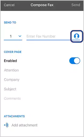 Select the recipient or enter the fax number