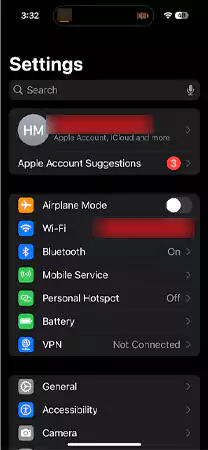 Settings in iPhone