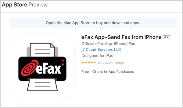 eFax on iOS store