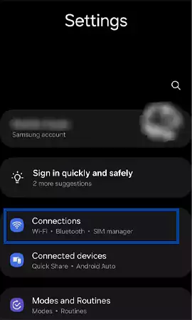 Navigate to the Connections option