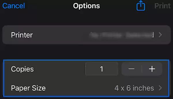 Configure the Print Options of your images or documents