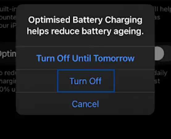 Select Turn Off